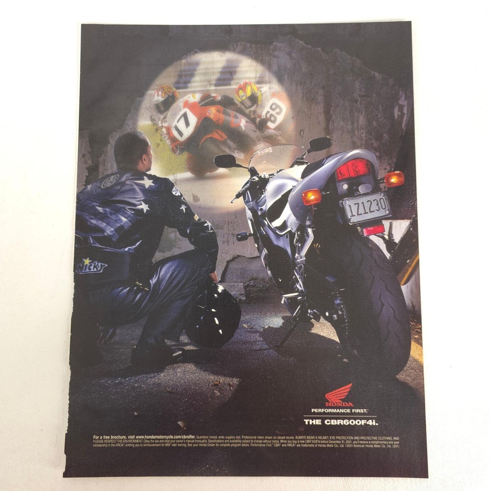 Honda CBR600F4i Motorcycle Print Ad Performance Racing Y2K Vintage Advertising